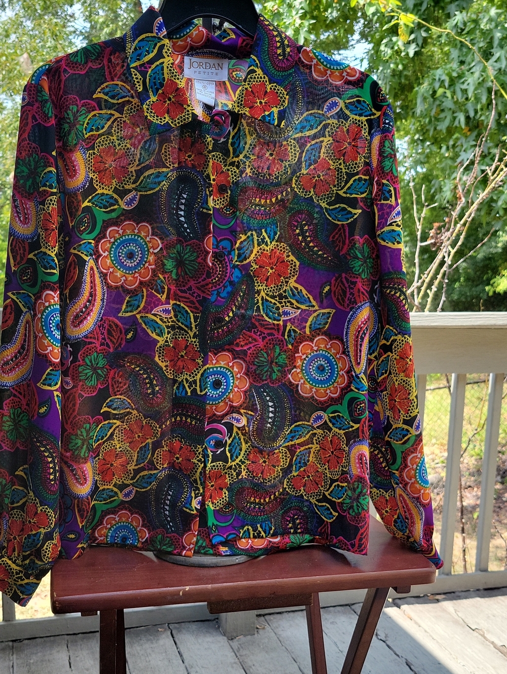 Jordan Black Multi-Color Floral Paisley Button-Down Shirt